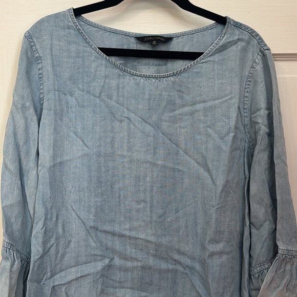 John Mark Women's Relaxed Fit Blue Ombré Shirt with Bell Sleeves Size M - Picture 5 of 12